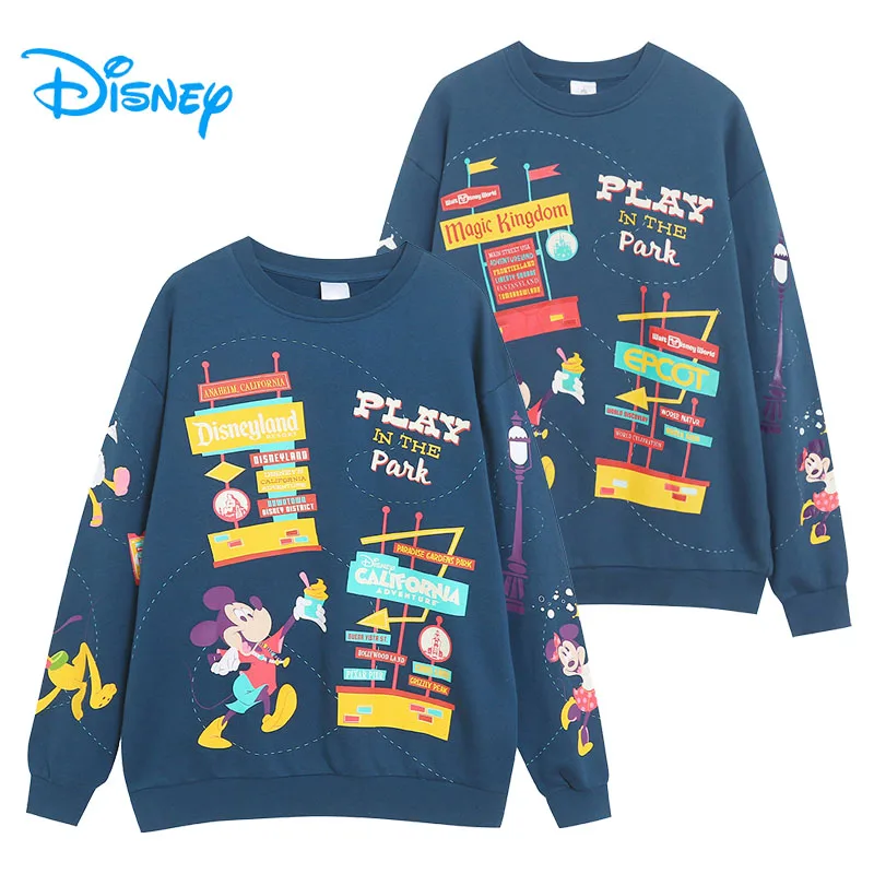 

Disney World Mickey Minnie Fleece Sweatshirt Daisy Donald Duck Chip and Dale Cartoon Pullover Top Women Casual Jumper O Neck