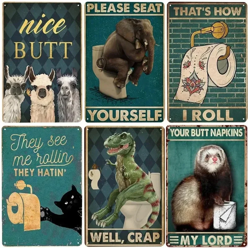 Metal Tin Sign Poster Nice Butt Decorative Plaque Home Toilet Washroom Wall Plate Painting Vintage Art Tinplate Signs Decor