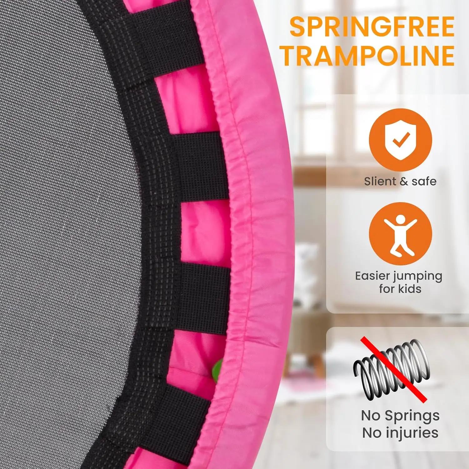 36inch Elastic Band Big Handle Toddler Trampoline for Kids Ages 2-6 Indoor Outdoor Mini Trampoline with Safety Padded Cover Fun
