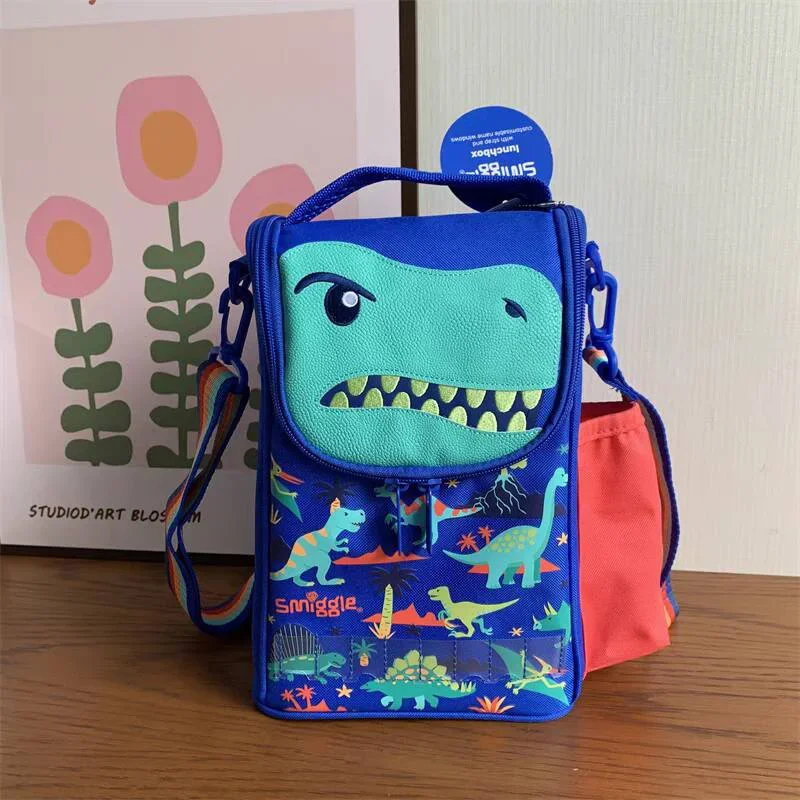 Genuine Australian Smiggle Cartoon Dinosaur Schoolbag Student Backpack Wallet Crossbody Meal Bag Retractable Pencil Case