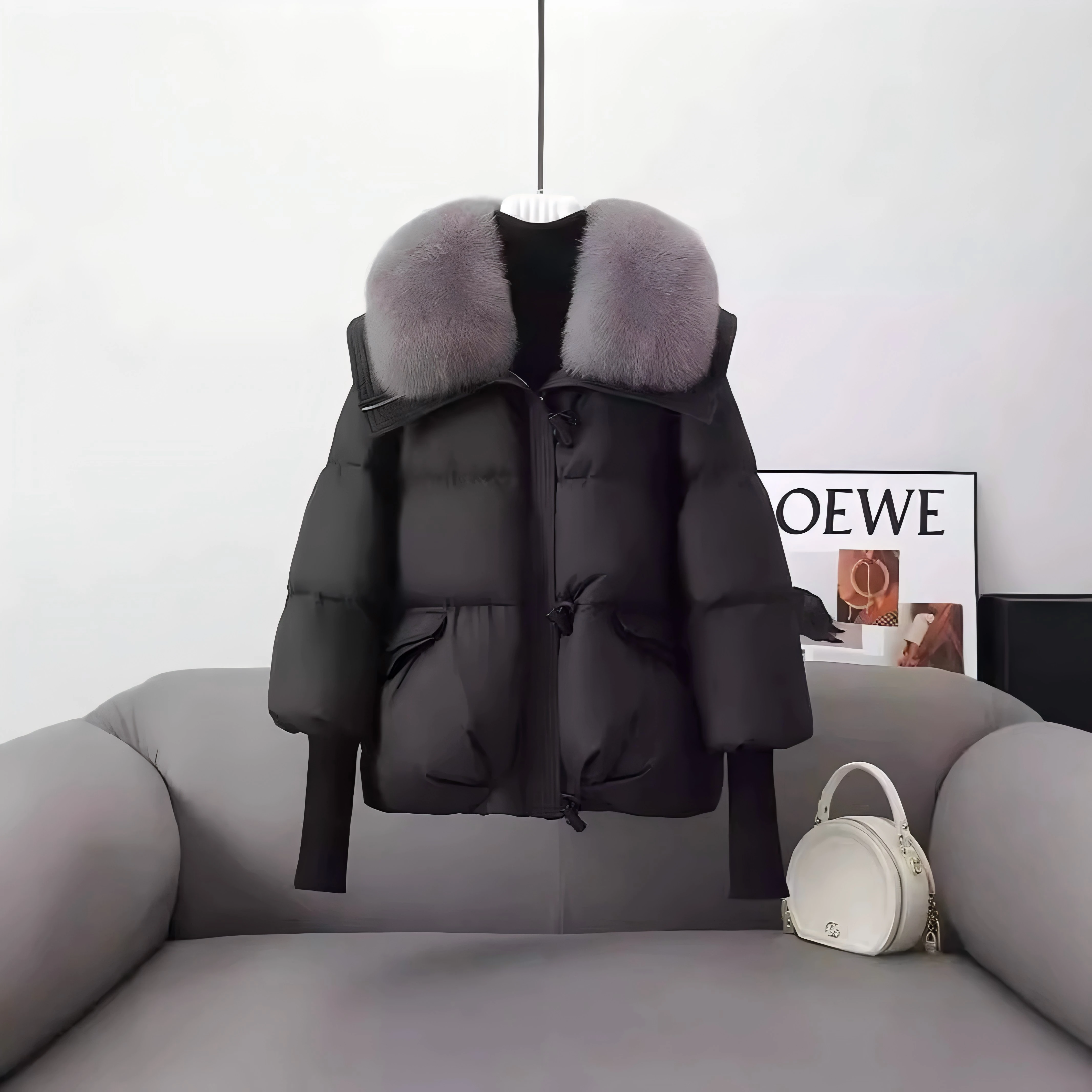 2025 Winter Women's New down Cotton Jacket Fashion Korean Loose Cotton Jacket Thickened Short Large Fur Lapel Thickened Jacket