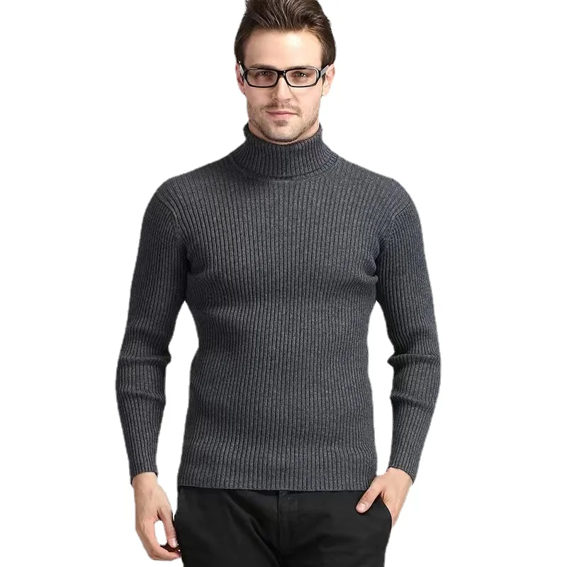 

Men's Eu Size Casual Solid Color Vertical Turtleneck Sweater