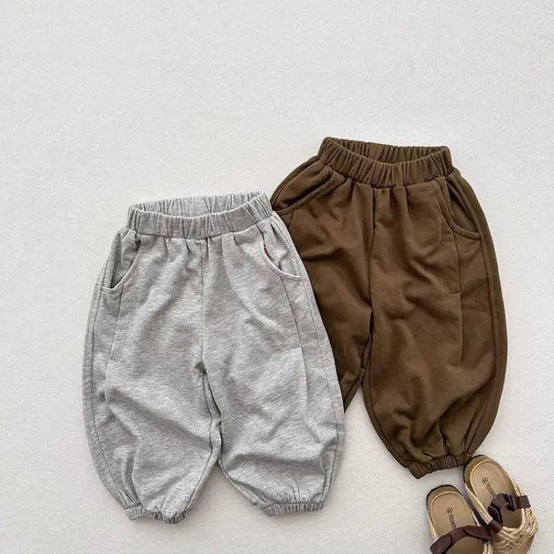 

2025 Autumn New Children Casual Pants Cotton Girls Sweat Pants Solid Boys Loose Trousers Kids Harem Pants Baby Clothes