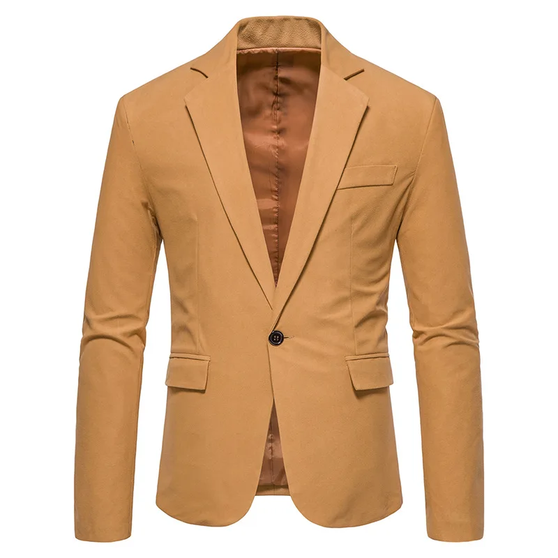 VCollar Suede Single Button Suit Jacket For Man Wedding Men Suit Prom Party Stage Nightclub