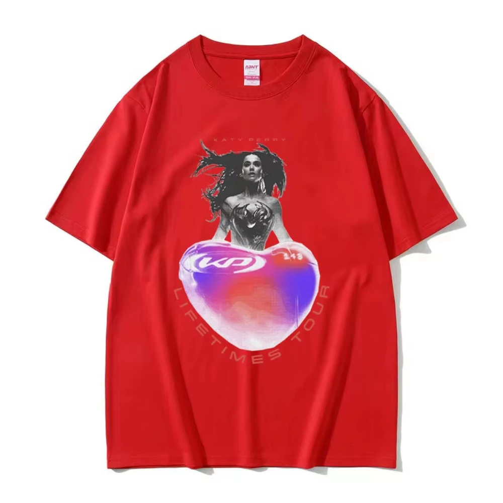 كاتي بيري 143 جولة مدى الحياة 2025 تي شيرت الرجال النساء ريترو عالية الجودة موضة تي شيرت الذكور القطن المتضخم التي شيرت الشارع الشهير