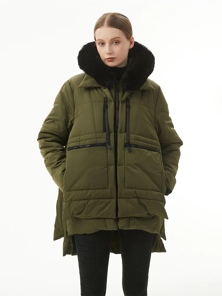 

Thick Warm Fluff Parka for Women,Pocket Design Hood, Female Winter Jacket, Stylish Coat, Waterproof Outerware, New, Hot, 2023