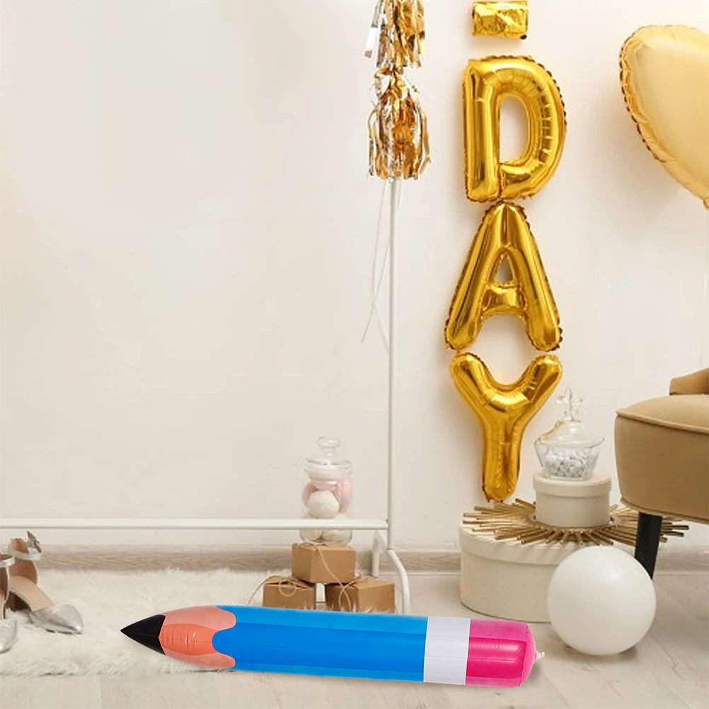 

7 Pcs Inflatable Pencil Toys Giant Crayon Prop School Balloons PVC Decorative Pencil Balloon Kit Extra Large Classroom Party