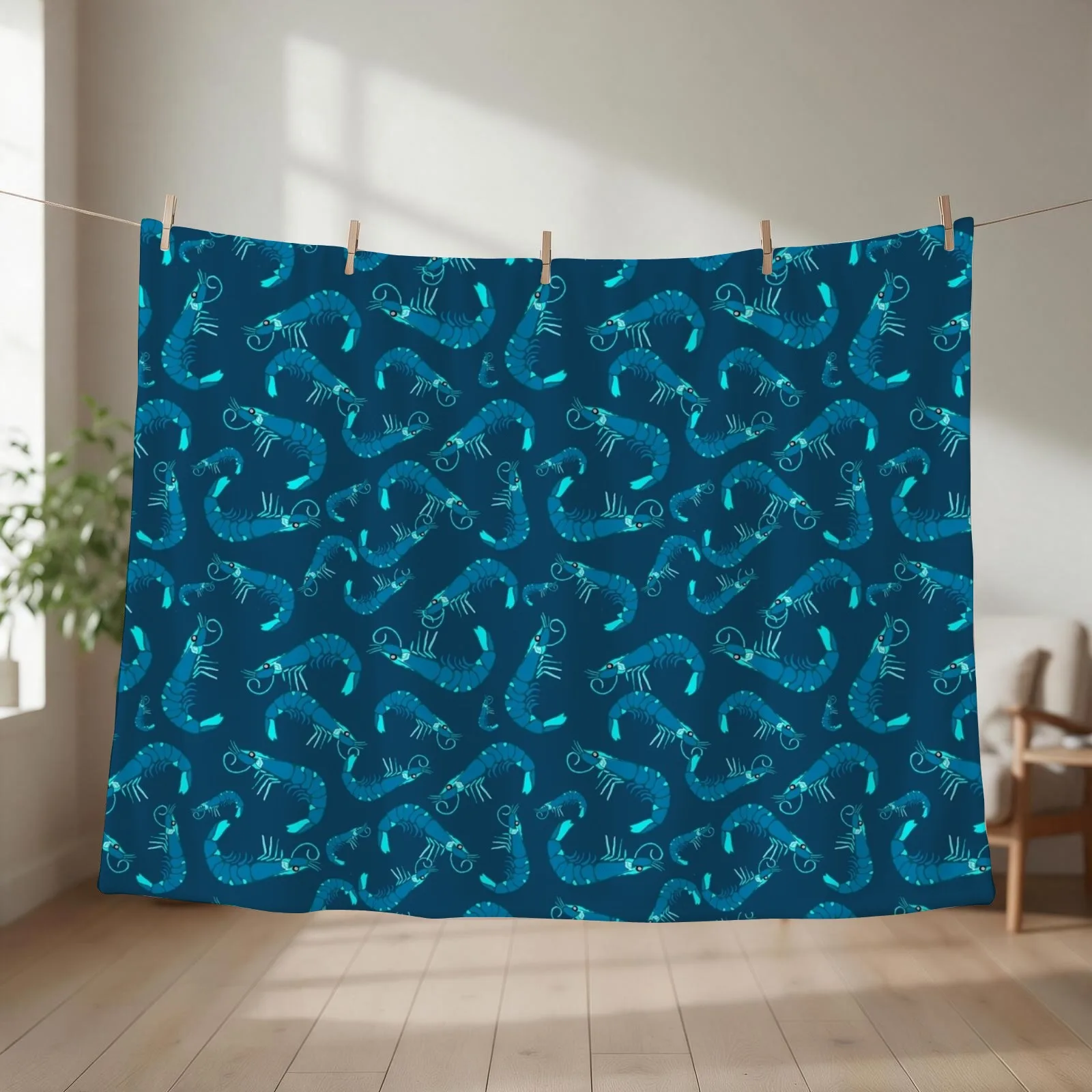 Neon shrimp Throw Blanket couch cozy soft plush fuzzy picnic outdoor blanket