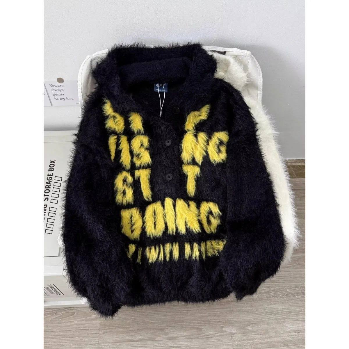 

Мужской вязаный кардиган American Sle с V-образным вырезом, повседневный, свободного кроя, зимняя верхняя одежда из мягкого полиэфирного волокна