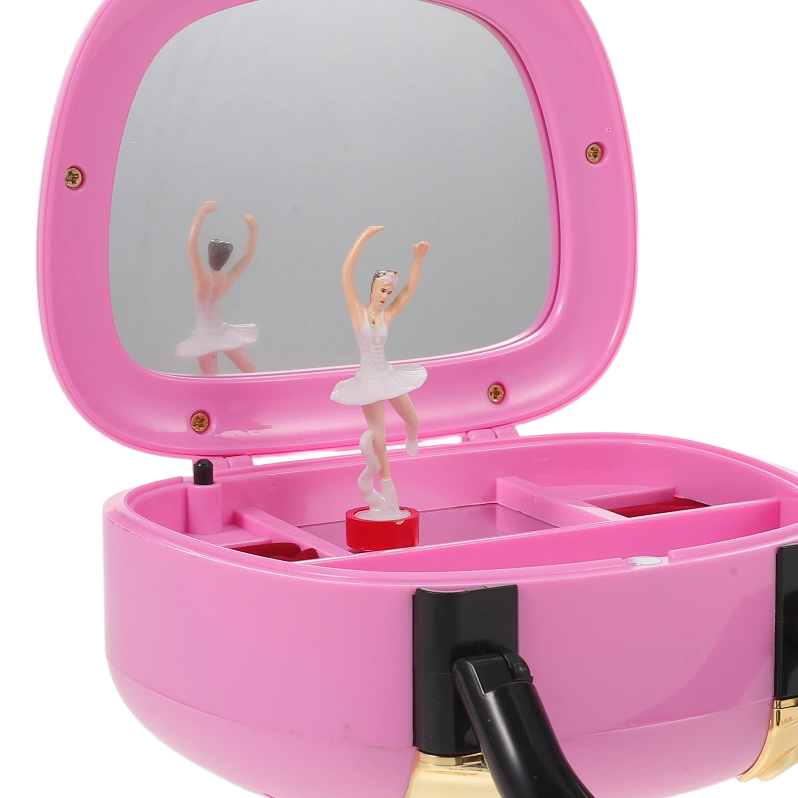 

1 set Princess Music Box Jewelry Box For Ages 4-12 Pink Ballerina Musical Organizer With Handle Mirror Rotating
