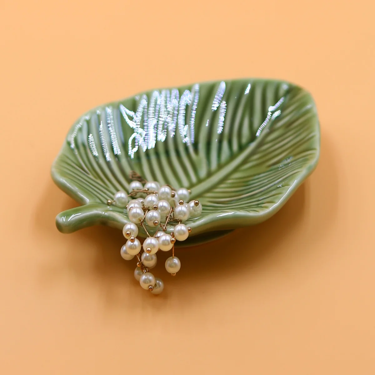 1Pcs Leaf-Shaped Jewelry Organizer Tray for Rings, Earrings, Bracelets & Keys‌ Storage Tray