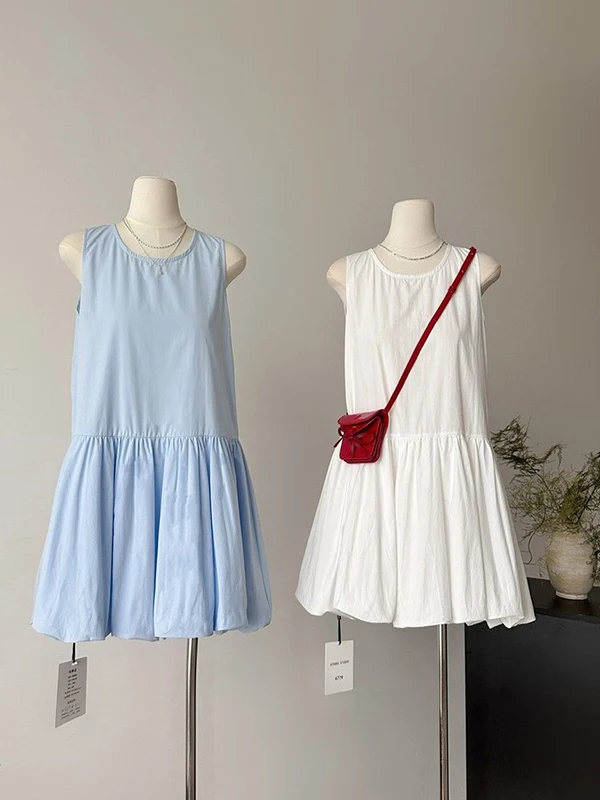 เสื้อกั๊กผู้หญิงไซส์ใหญ่ 300 ปอนด์ แบบสวมใส่สบาย ทรงสวย พร้อมกระโปรงทรงเอไลน์ลายดอกไม้พองๆ สไตล์เกาหลี สำหรับฤดูร้อน