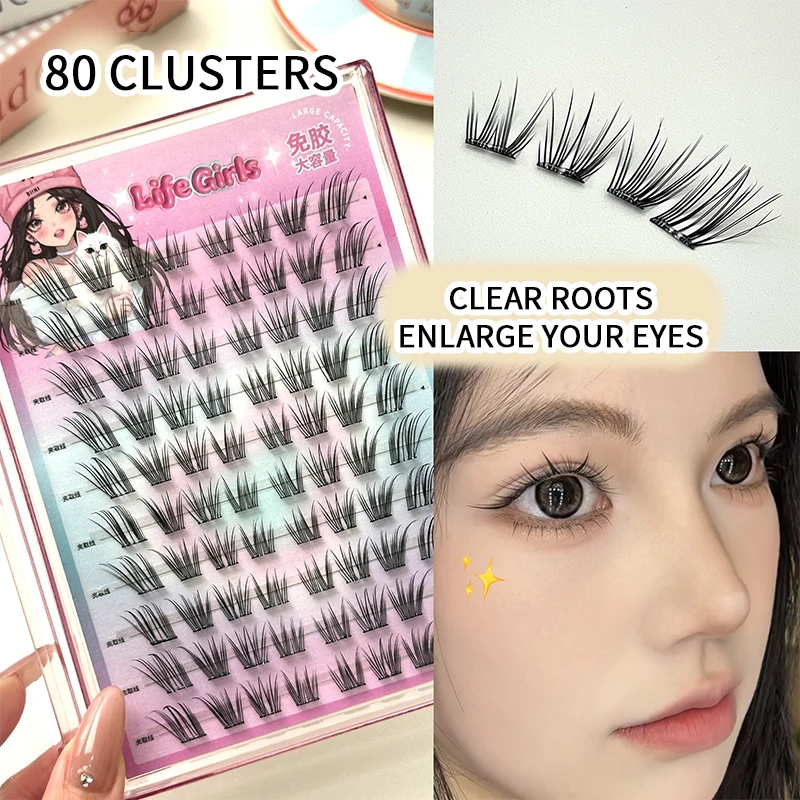 Sztuczne rzęsy Life Girls Fox, bez kleju, naturalne na zdjęciach, mikro-kręcenie, gęste, naturalny makijaż, dla początkujących.