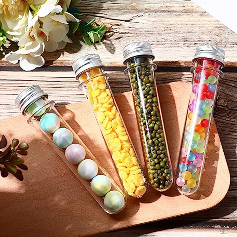30-70Pcs 40ml Clear Test Tubes 28x140mm with Screw Caps, Bulk Plastic Vials for Party Decor, Food Storage & Craft Supplies