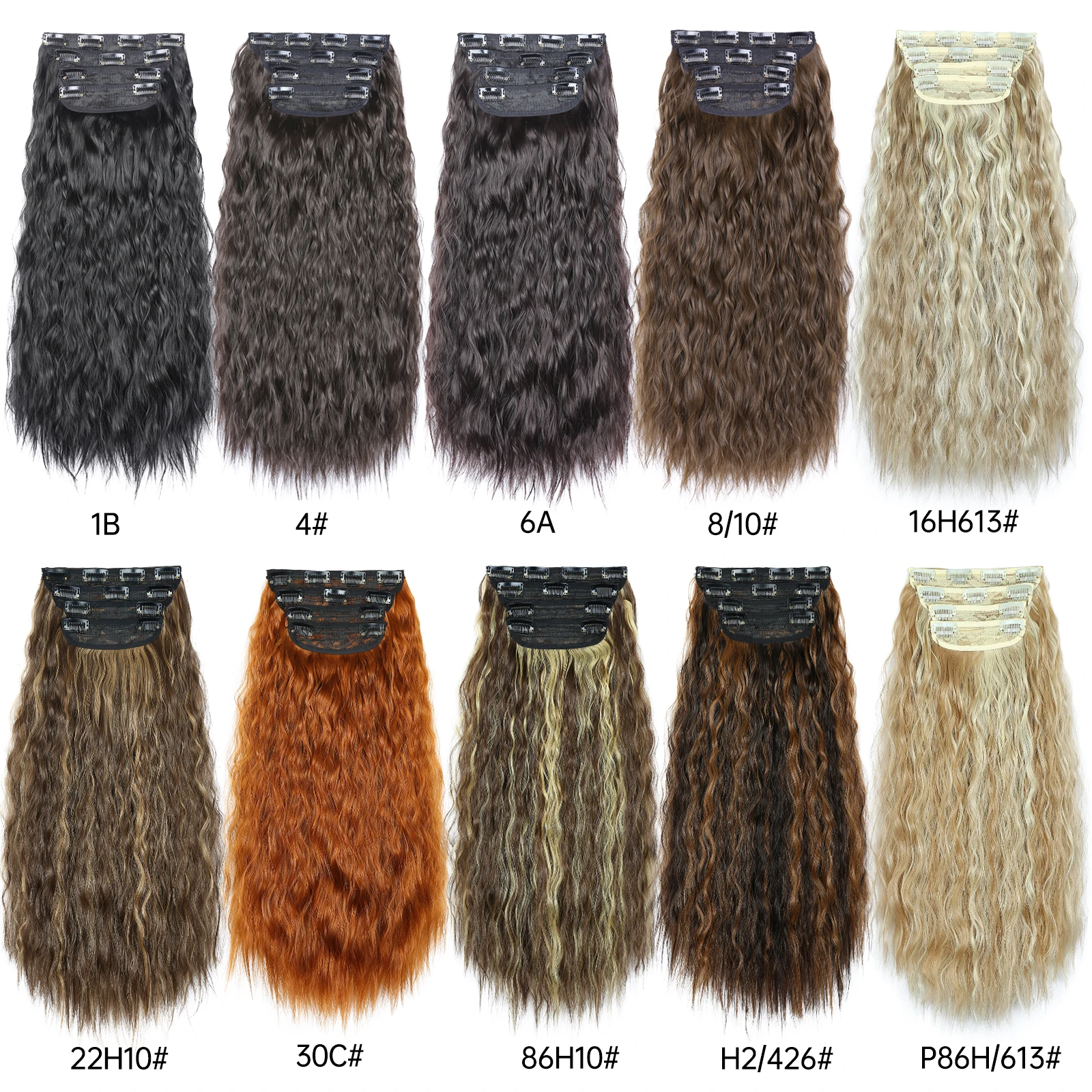 Longas extensões de cabelo encaracolado, cabeça cheia fibra sintética Hairpieces, cabelo falso fofo, marrom escuro, 11 Clip na extensão, 20 \