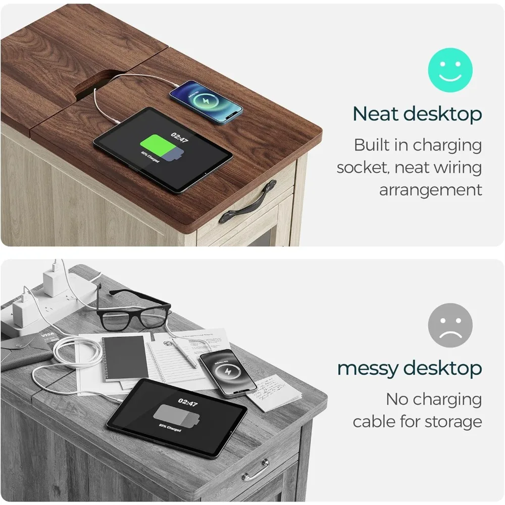 Conjunto de mesa de centro de fazenda de 3 peças LINSY HOME: 41 mesas de centro e 2 mesas finais com acabamento em madeira lavada