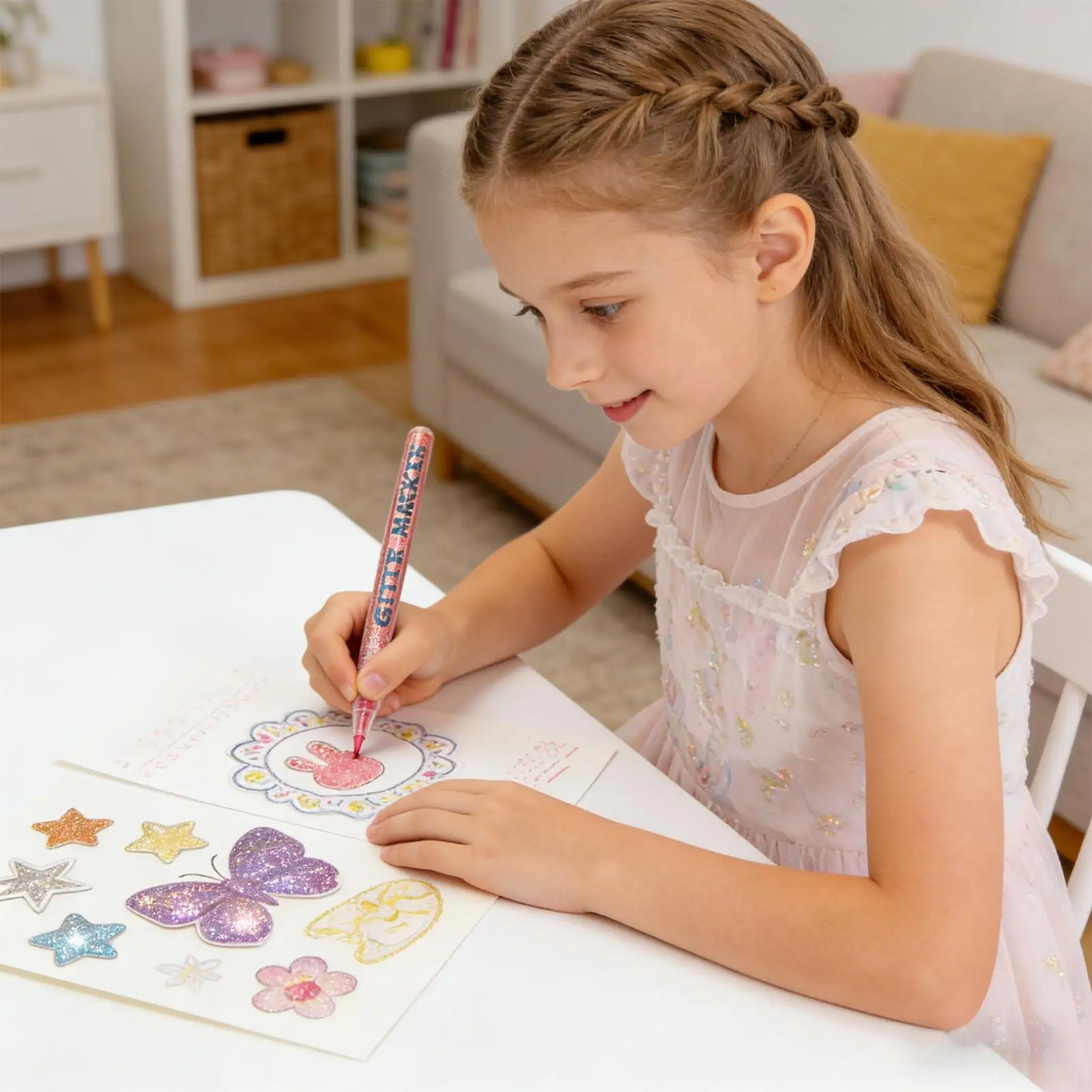 Glitter Markers Quick-Drying Painting Pens Card Making Drawing Pens For Kids Teens Adults Students Artists Teachers Home Office