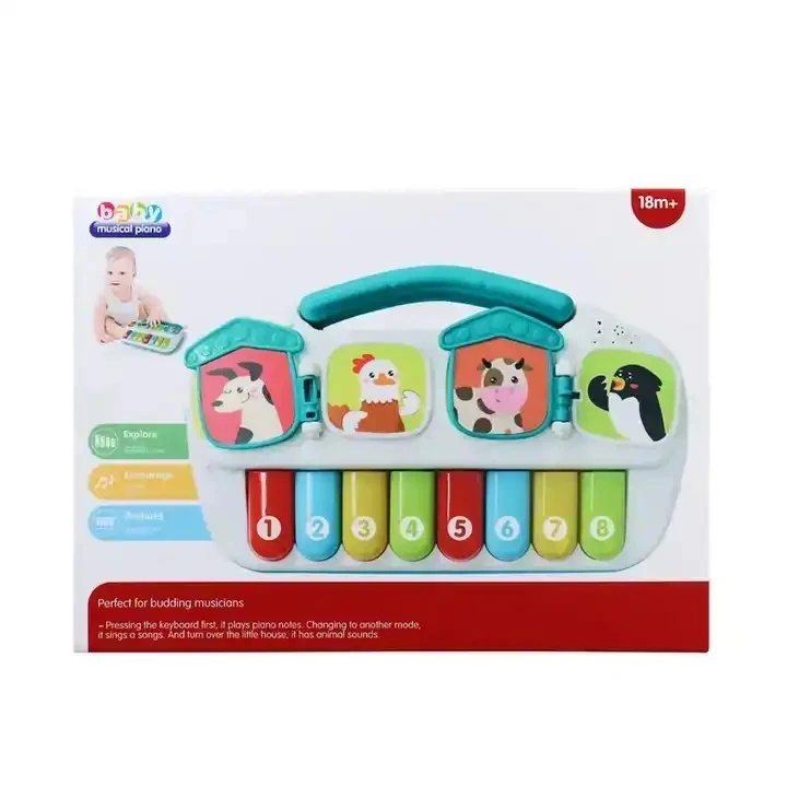 Wholesale Musical Instruments Learning Toys Animal Keyboard Musical Toys Piano Animales de Granja for Kids Babies