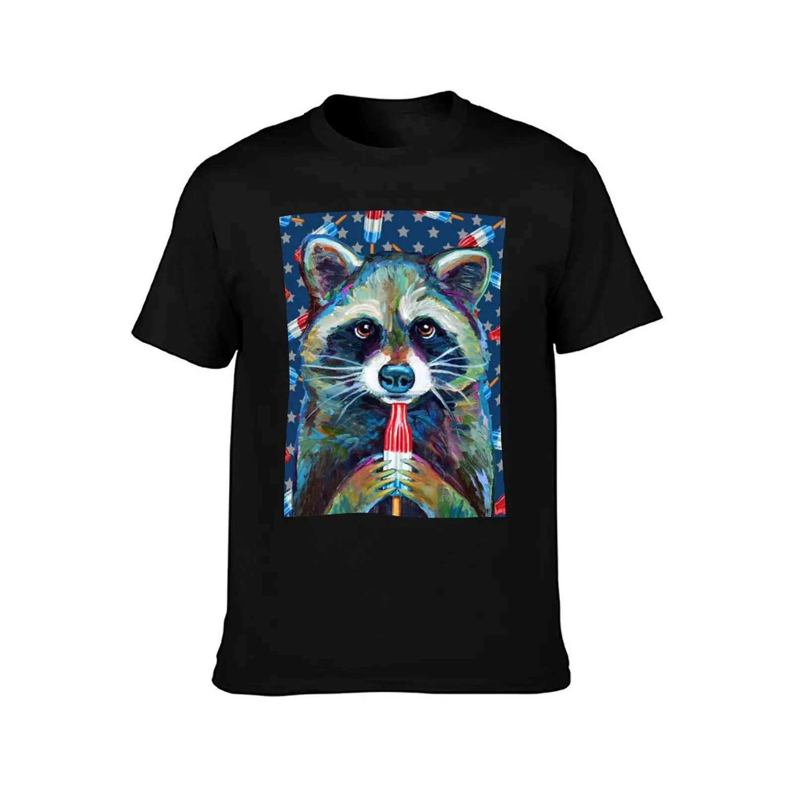 Raccoon with ROCKET POP by Robert Phelps T-Shirt Holiday Lightweight T-Shirt