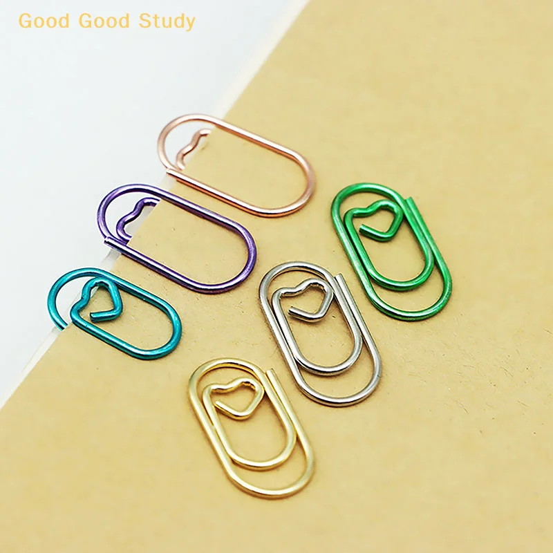 Mini Love Heart Paper Clips Macaron Color Photo Tickets Holder Binder Clips Notebook Planner Bookmarks Office Supplies