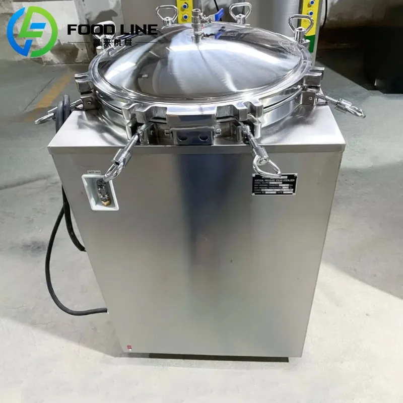 Semi Automatic Vertical Pressure Steam Sterilizer Commercial Food Grade Equipment for Processing
