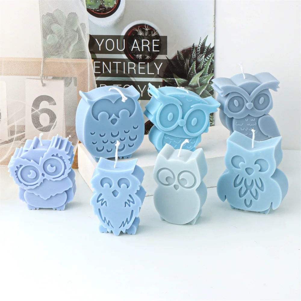

DIY Flat Owl Series Candle Silicone Mold Handicraft Cute Animal Owls Aroma Candle Plaster Resin Making Mould Home Decor Gifts