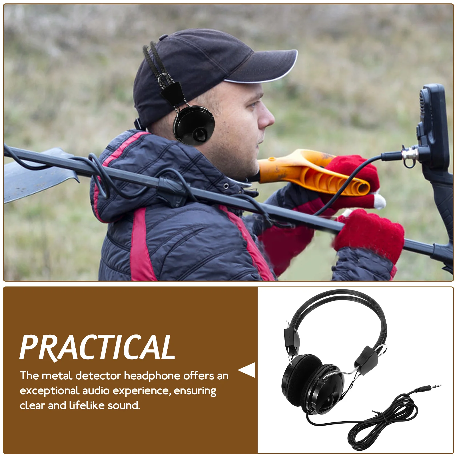 

Adjustable Metal Headphone High Accuracy Lightweight Comfortable Sound Portable Gold Search Headphone For Outdoor