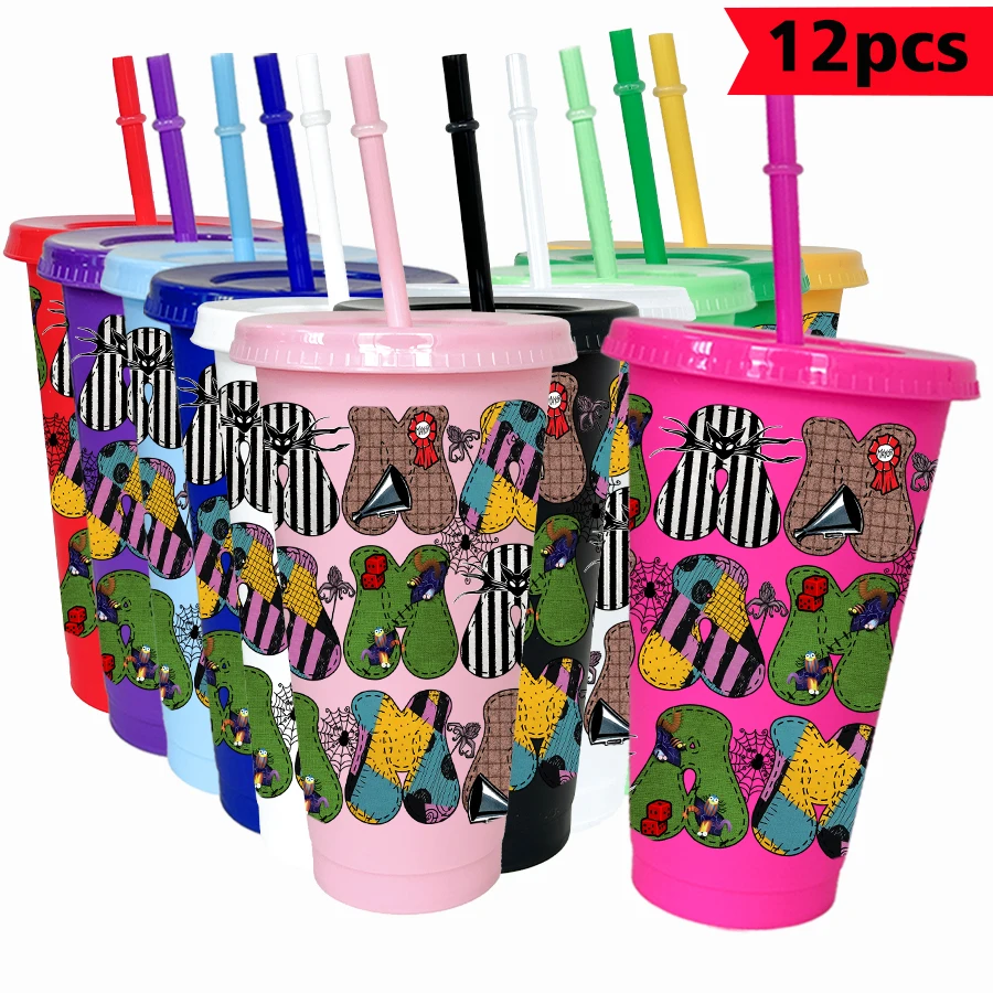 

12Pcs/pack Disney Mickey Mouse Cactus 26oz Colored Plastic Tumbler Birthday Party Drinking Utensils Juice Coffee Mug