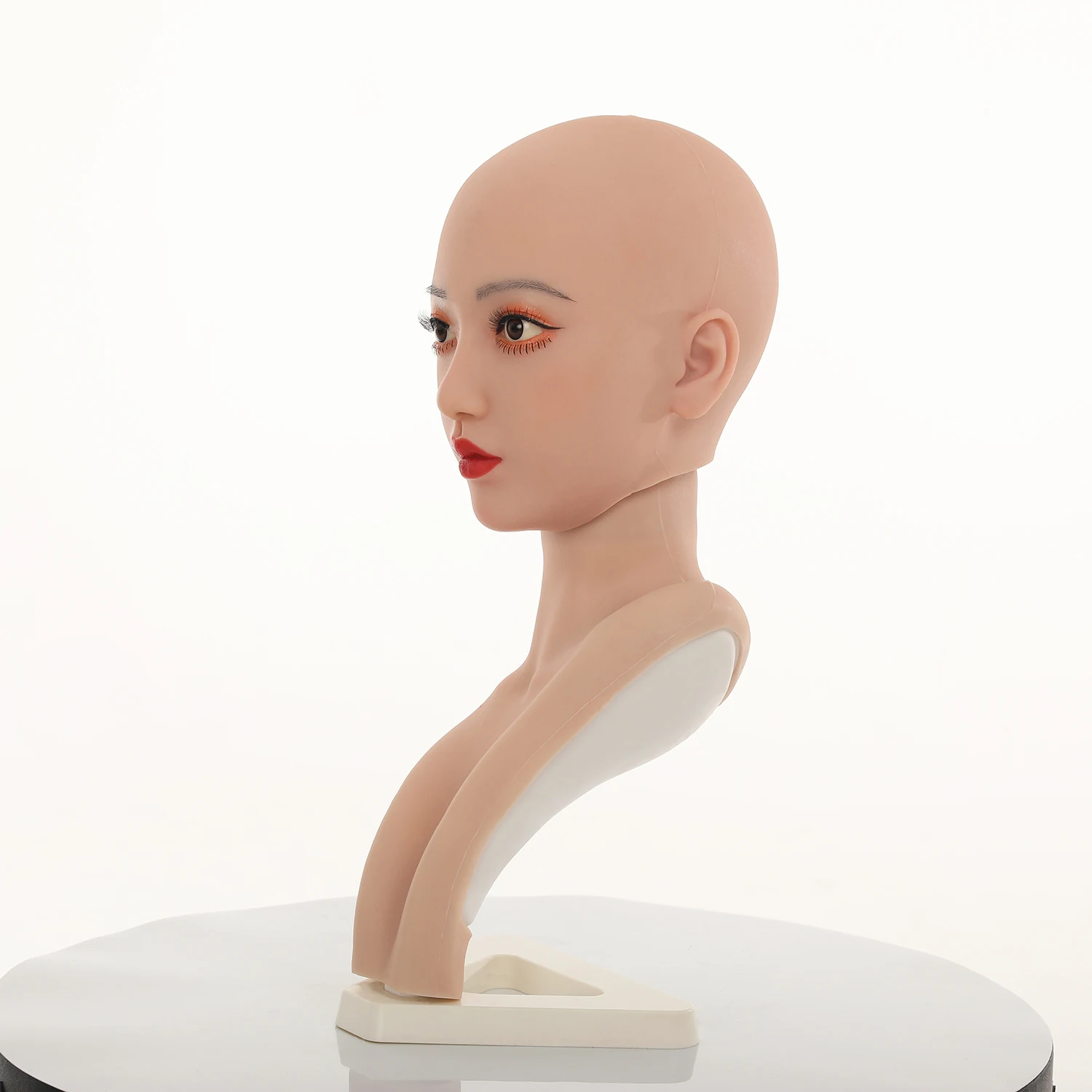 Cabeza femenina de silicona, modelo de peluca, sombrero, soporte de exhibición, cabeza simulada para joyería, bufanda, exhibición, extensión de cabello, accesorio, forma de cara de la UE TM02