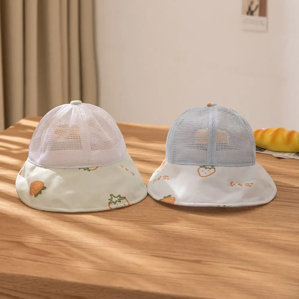 Cute Sun Hats Casual Summer Strawberry Print Sunscreen Cap Portable Mesh Visor Cap for Kids image 4