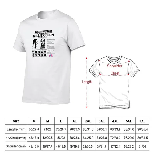 Imagen 2 del producto Camiseta blanca Willie Colon para hombre, blusa estampada, camisetas lisas
