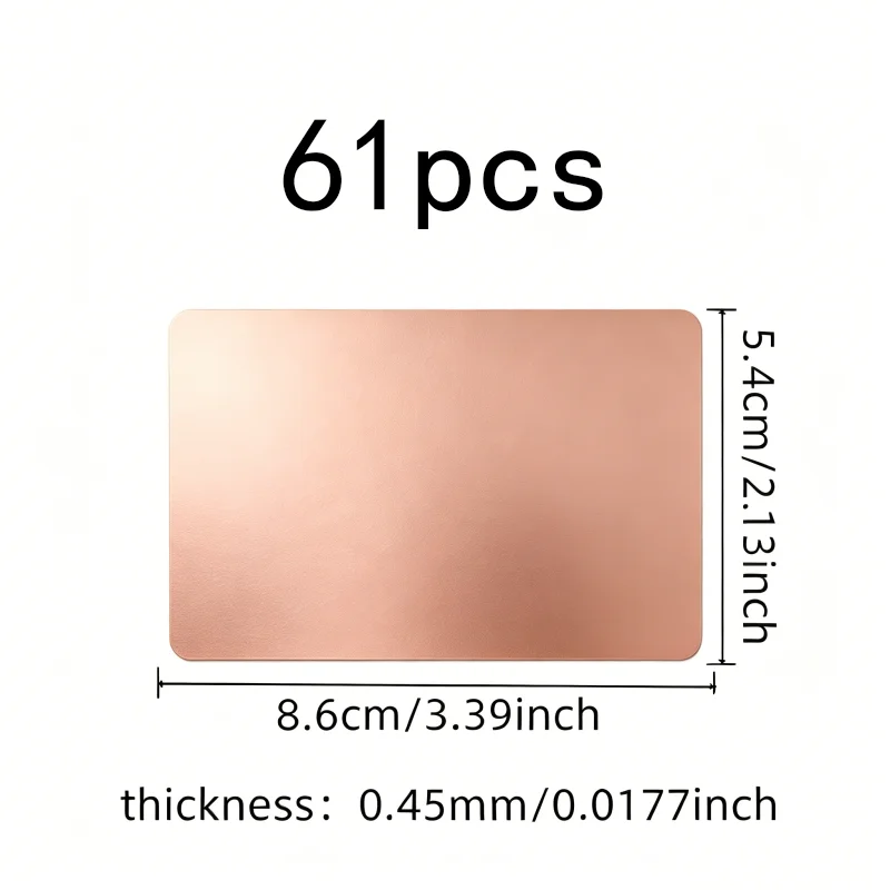 61 pcs 45mm.45mm Aluminum Cards, 0.45mm Thin Lightweight for Sublimation Printing, Multipurpose, Versatile