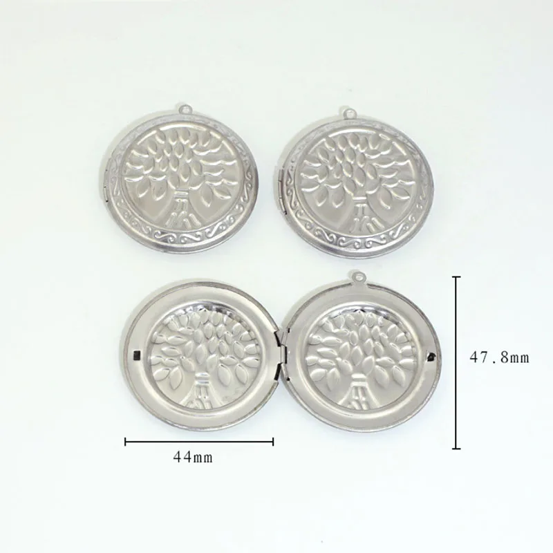 Everfast 20pc/lot DIY 44mm Round Tree Of Life Stainless Steel Charms Locket Pendant Jewelry Making Family Memories New Year Gift