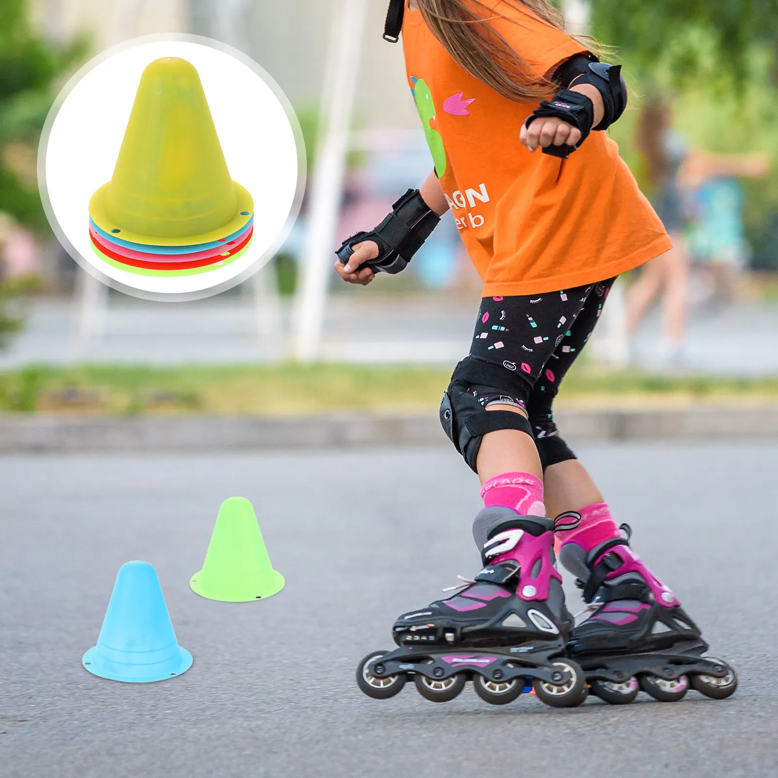 20pcs Plastic Skating Training Cones – Bright Color Lightweight Mini Sports Cones for Roller Skating & Balance Drills