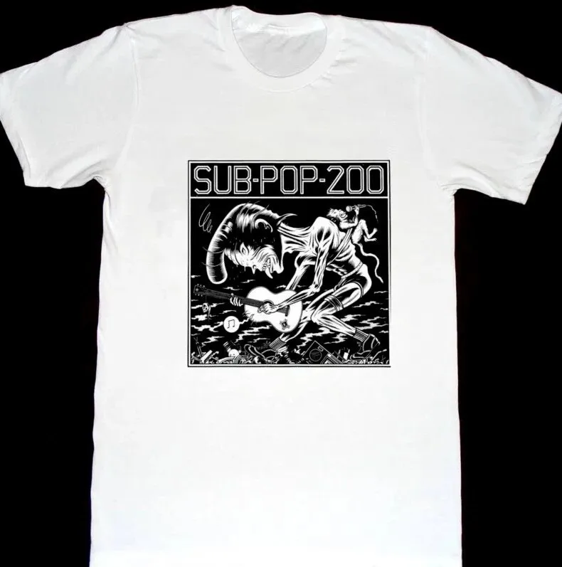Vintage Sub Pop 200 Heavy Cotton White Full Size Men Women Tee Shirt AA1018
