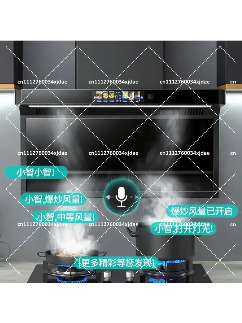 High Power Range Hood for Kitchen, Compact Self-Cleaning 7 Shaped Ducted Top Side Dual Suction Ventilation