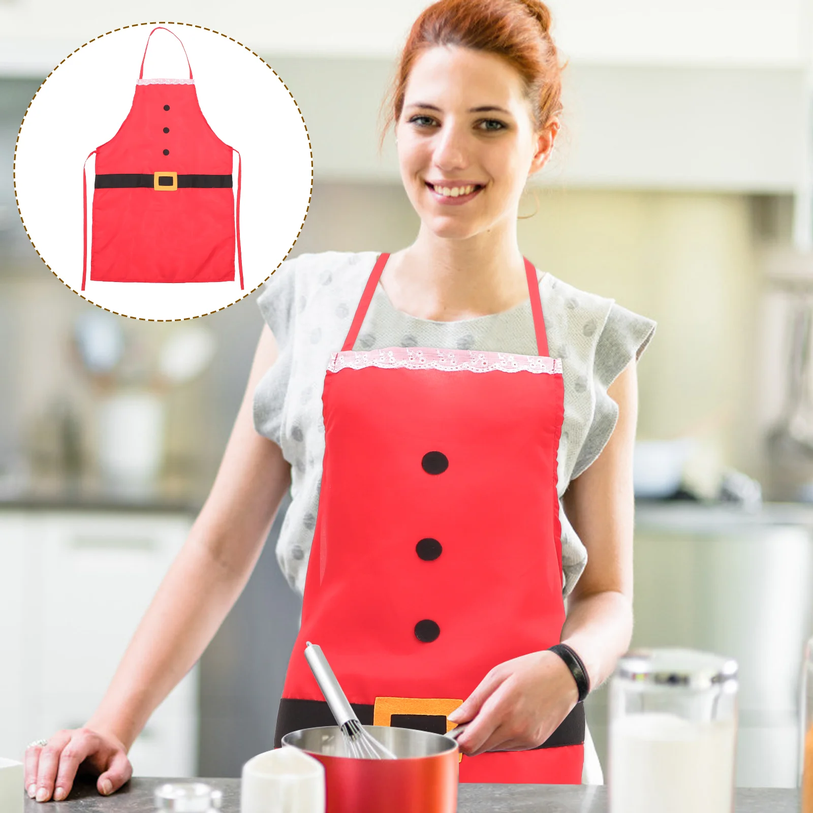 

Fashion Creative Christmas Themed Aprons Chef Apron Kitchen Supplies Festive Party Decor for Restaurant Home Cooking Baking (Adu