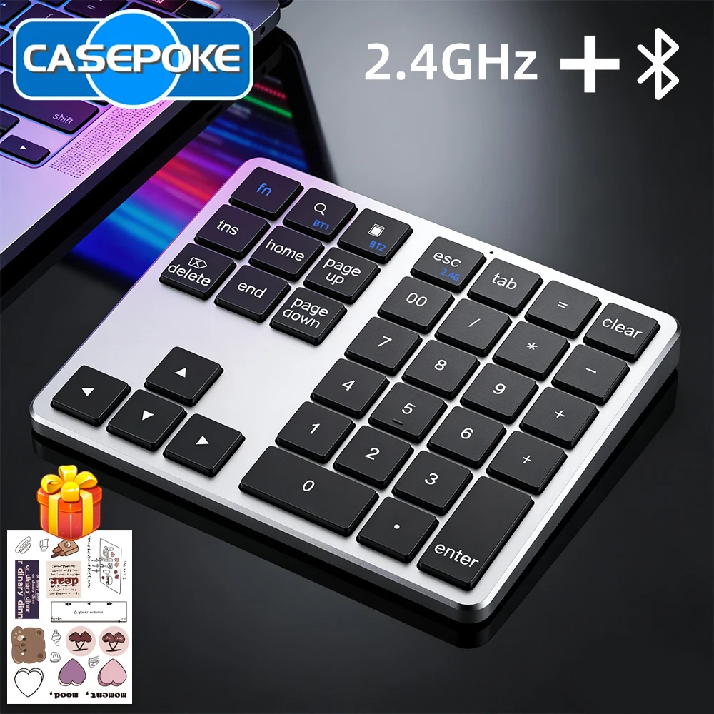 New 2.4G Bluetooth Number Pad Ultra-thin Wireless Numpad USB Rechargeable Numeric Keypad for IOS Android Window Digital Keyboard