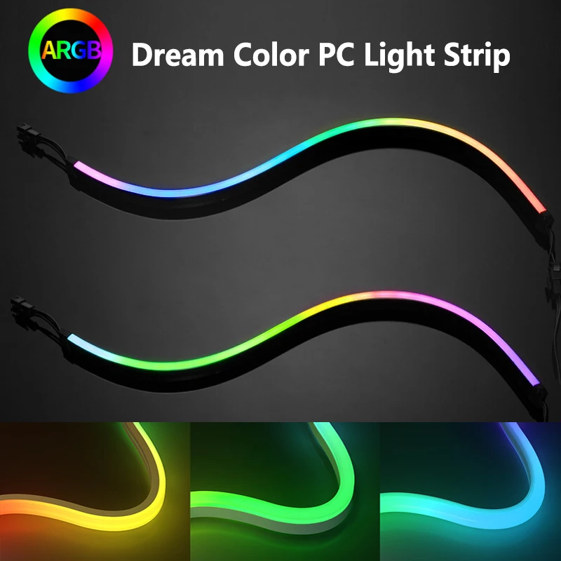 

SK6812 DC5V Neon LED Light Strip Dream Color RGB 3Pin Digital AURA SYNC Motherboard Addressable PC Backlight Flexible Mounting