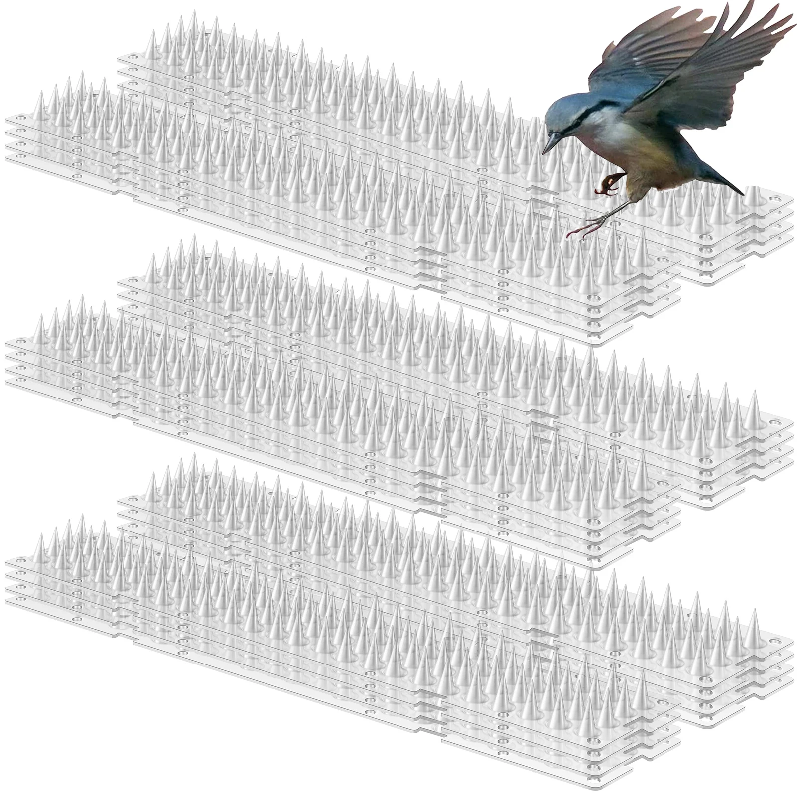 24Pcs Plastic Repeller Bird Spike Pad Self Adhesive Anti-Cat and Pigeon Prickle Mat Anti-Climbing Plastic Garden Plants Protects