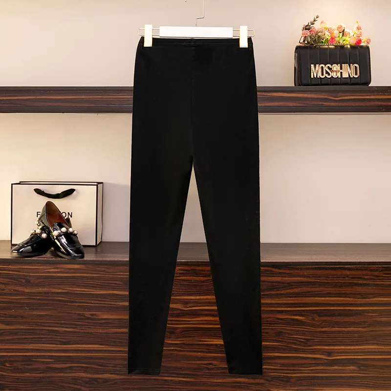 New 2022 Autumn Winter Plus Size Basic Pencil Pants For Women Large Slim Elastic Black Tight Trousers 3XL 4XL 5XL 6XL 7XL