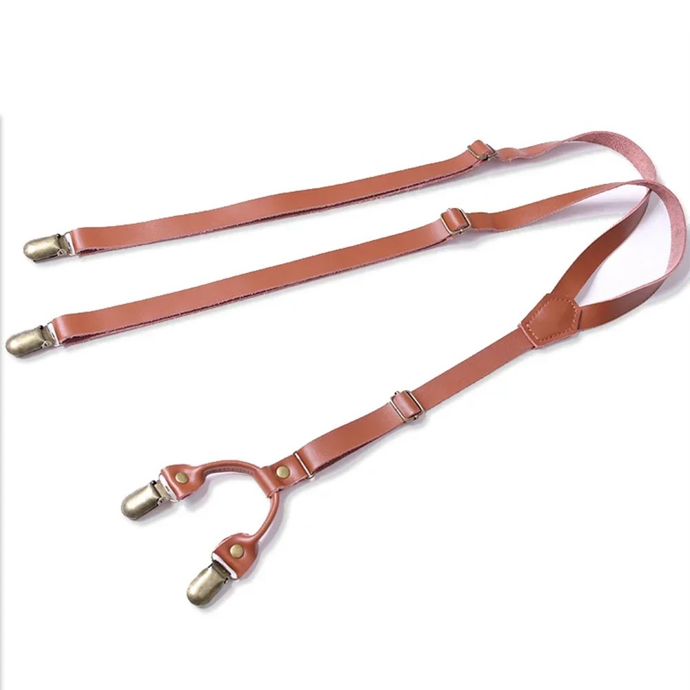 15mm de largura masculino vintage suspensórios de couro do plutônio adulto h volta alças ajustáveis masculino jean terno com gancho de bronze clip-on suspensórios