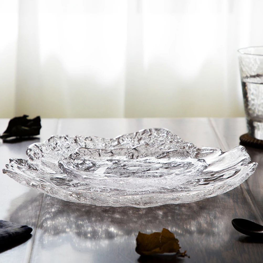 

1Pcs Transparent Glass Salad Plate Creative Food Serving Dish Elegant Plate for Dinner Party Salad Serving Dish