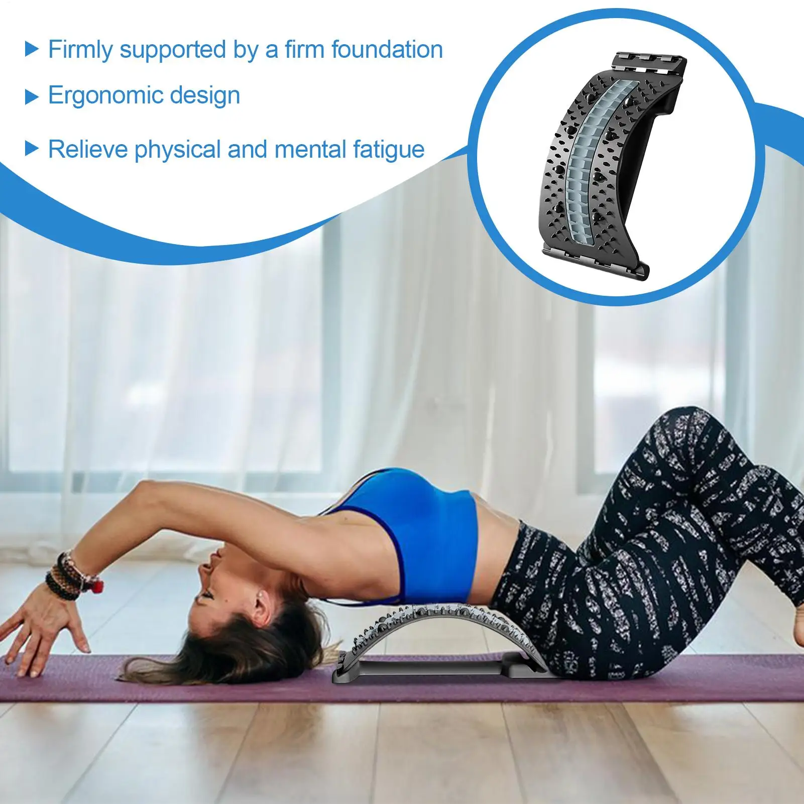 Fitness Equipment Lumbar Support Board Adjustable Back Stretcher With Magnets For Muscle Exercise Position CorrectionPain Relief