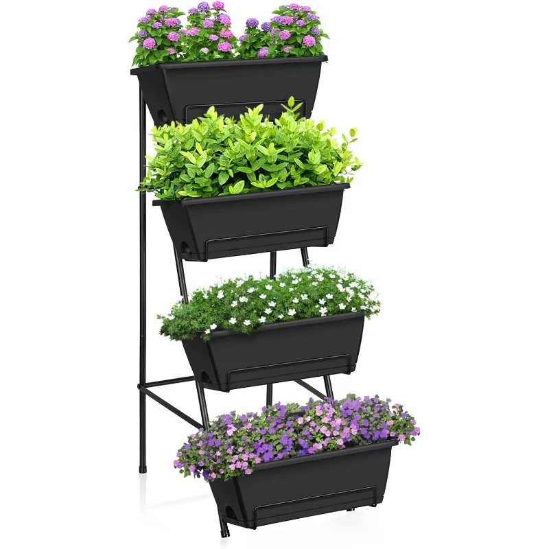 

Raised Garden Bed 4 Tier Vertical Garden Planter Indoor Outdoor Raised Planter Box with Legs Elevated Herb Garden Planter