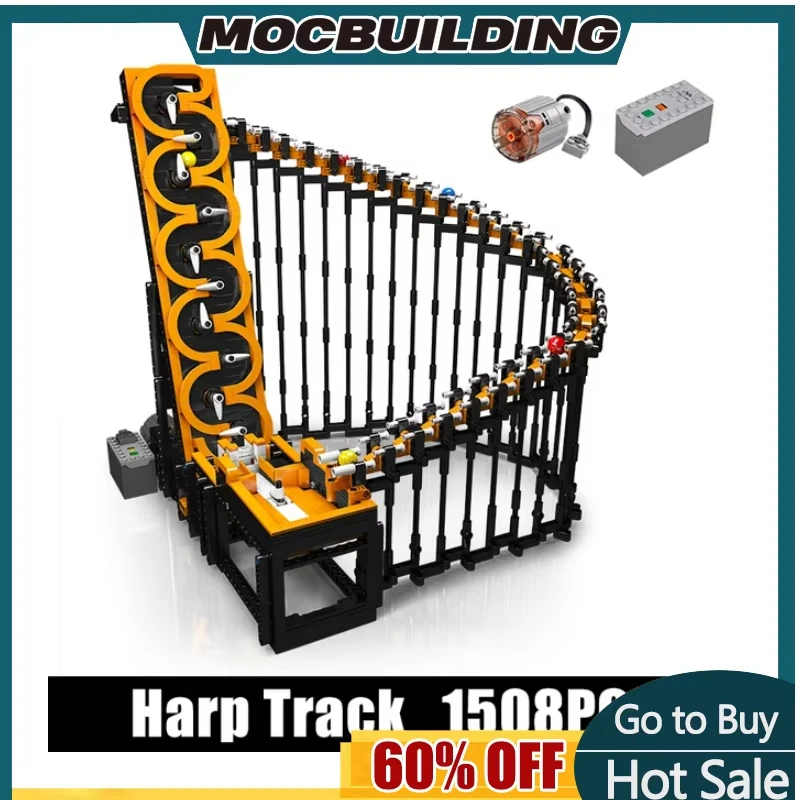 

НОВИНКА Mould King 26008 Great Ball Contraption Harp Track: Конструктор, развивающая головоломка, игрушка MOC, подарок на день рождения