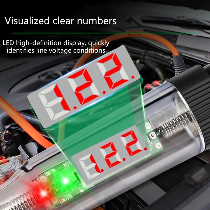 Insulated Circuit Tester Pen 5V-120V Automotive Use Digital Screen Spring Cord Multifunctional Tester A2BB