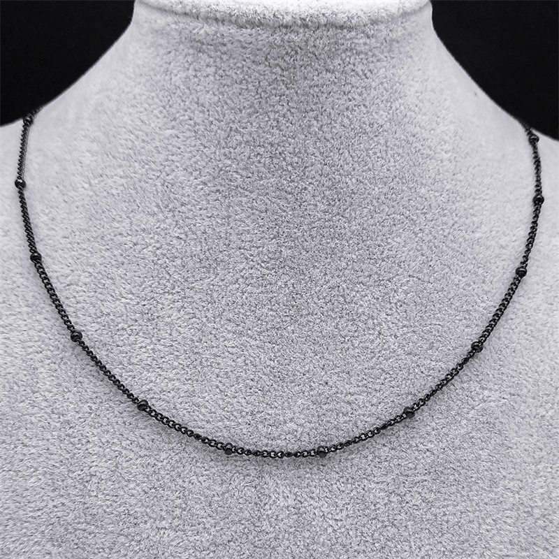 Länge 60 cm Kugelperlenkette Halskette für Damen Herren Edelstahl Gold Silber Schwarz Farbe Modeschmuck Accessoires Herstellung – Detail 10