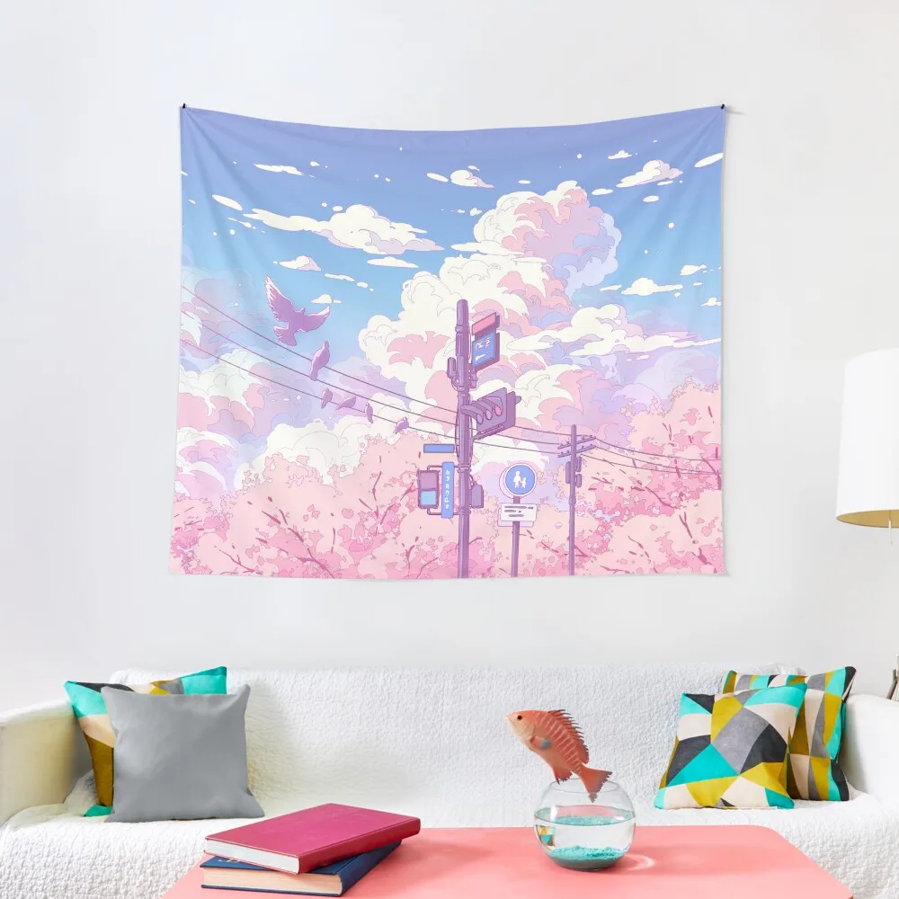 

The beautiful sky, traffic lights, and pigeons Tapestry Room Decor Cute Decor Tapestry