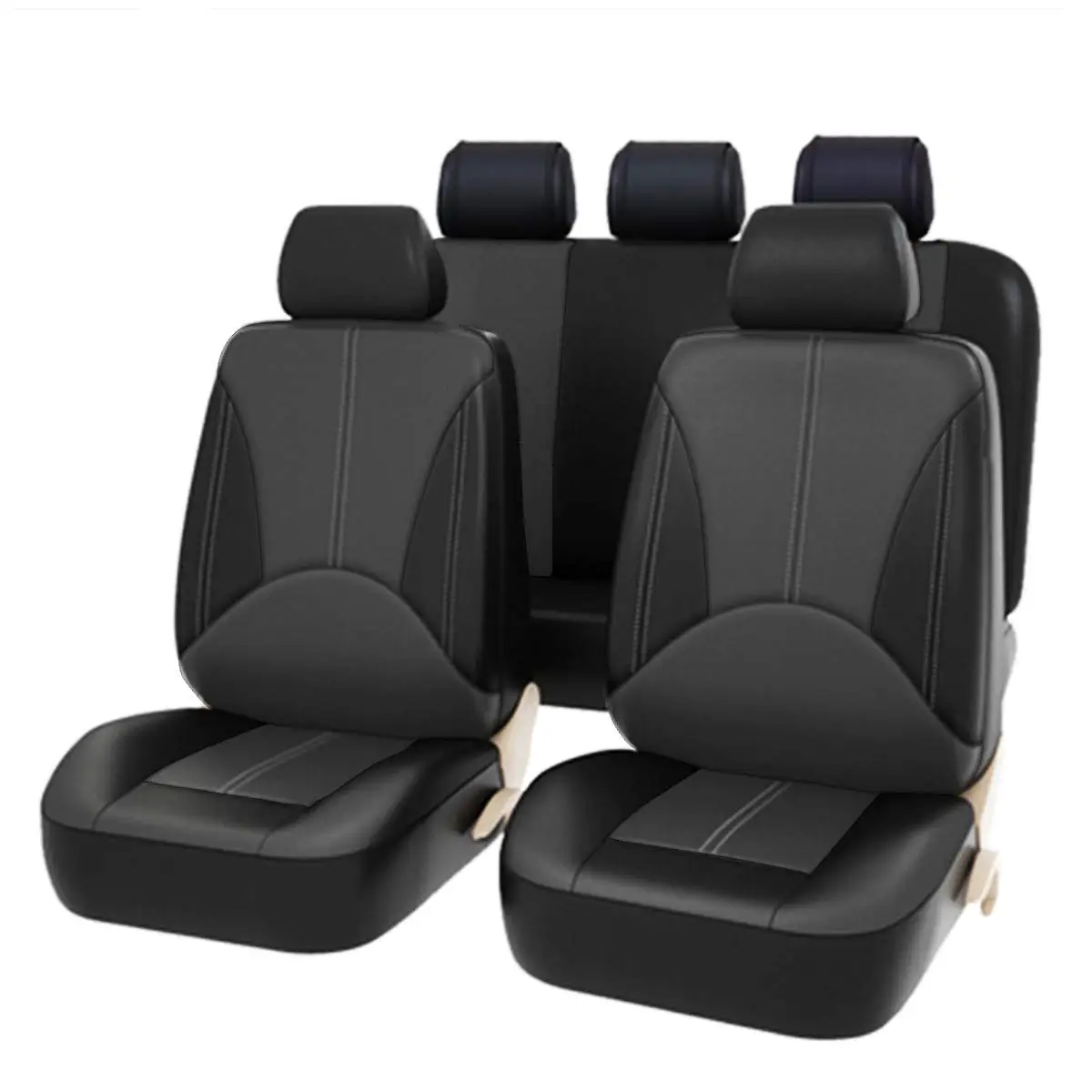 9-teiliges Premium Sandwich-Stich PU-Leder Autositzbezug-Set – Schutz für Vorder- und Rücksitze, einfache Installation, einzeln verpackt, passend für Auto, Ford, Audi, Toyota, Wohnmobil